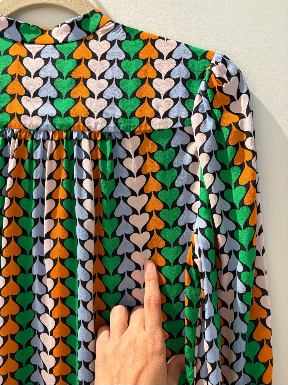 Diane von Furstenberg Washington Blouse in Heart Trail | Silk Blend Button Front - Picture 6 of 9
